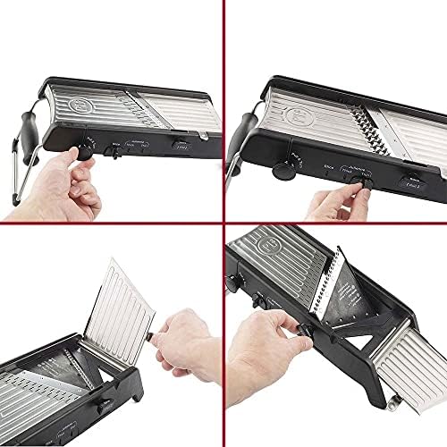 PL8 Professional Mandoline 2.0 - Adjustable Mandoline Slicer with 4 Cutting Thicknesses, Spring-Loaded Hand Guard, Stainless Steel Slicing Ramp, Foldable Non-Skid Feet for Safe, Convenient Food Prep - Image 3