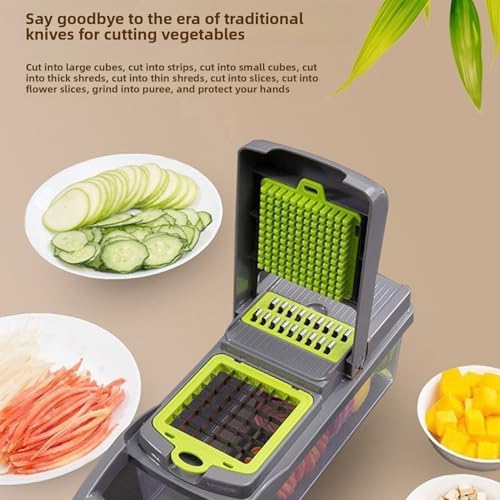 Vegetable Chopper, Multifunctional Food Chopper with 1.5L Container, Onion Vegetable Cutter Kitchen Gadgets for Potatoes Tomatoes Cucumbers Carrots - Image 4