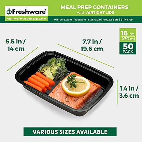 Meal Prep Containers [50 Pack] 16 oz Food Containers with Lids
