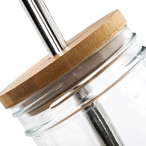6 Pack Glass Cups with Lids and Straws, 24 oz Mason Jar Smoothie Cup Aesthetic Cute Glass Tumbler Coffee Beer Can Cups Boba Cup for Bubble Tea, Juice, Gift