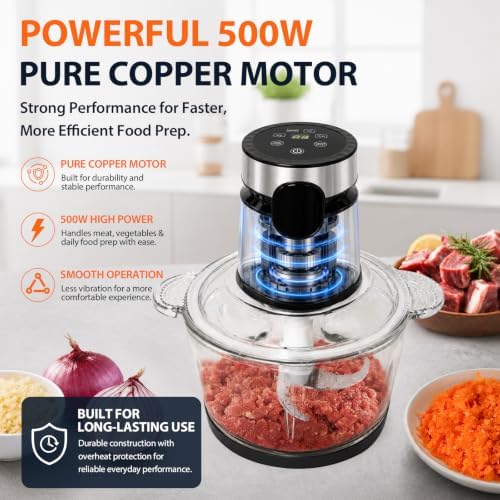 Touch Control Auto Food Processor 500W Copper Meat Onion Garlic Nuts Veg - Image 6