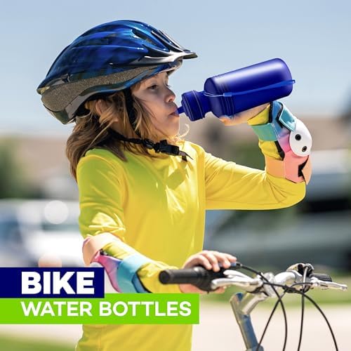 Bulk Water Sports Bottles for Kids 18 oz - 12 Pack Squeeze Reusable Plastic, Neon Colors, BPA Free, Water Bottles Party Favor Gift Giveaways, School Water Bottles