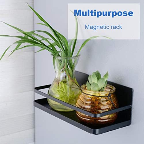Magnetic Spice Rack, Magnet Refrigerator Spice Shelf Organizer for Spices, Jar of Olive Oil, Cooking Oils, Salt, Pepper, Perfect Space Saver for Small Kitchen, Black, 2 Pack