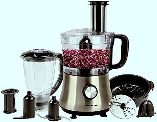 Ovente Electric Food Processor & Vegetable Chopper 8-Cup Capacity with Stainless Steel Slicer or Shredder, 2 Speed Control, Powerful 500 Watts Processor for Large Food Ingredients, Silver (PF6007S) - Image 3