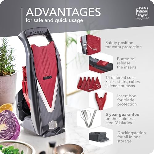 Börner by Reston Lloyd Mandoline Slicer Vital (Professional Set) • V-Slicer with 10 Cutting Styles & Safety Food Holder • Adjustable Kitchen Slicer & Dressing Function - Image 4