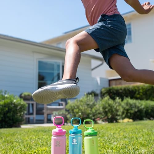 Actives Kids Water Bottle 16 oz Stainless Steel Double Wall Insulation BPA-Free Leakproof Straw Lid Easy Carry Handle Reusable Ideal for Boys and Girls, School, Sports - Sail Blue / Atlantic