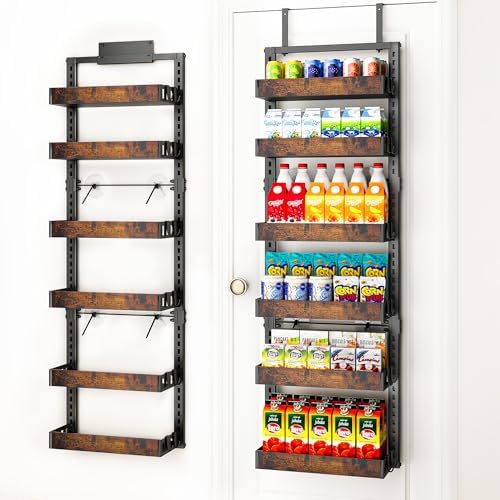 6-Tier Over the Door Pantry Organizer, Adjustable Basket Spice Rack