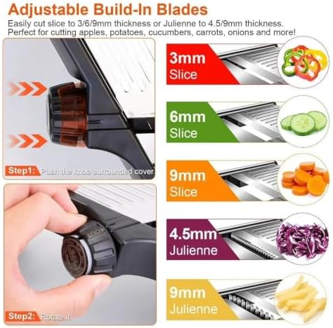 Adjustable Mandoline Vegetable Slicer with 5 Blades - Image 7