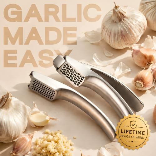 Garlic Press Lifetime Replace, No Need to Peel, Fine & Coarse