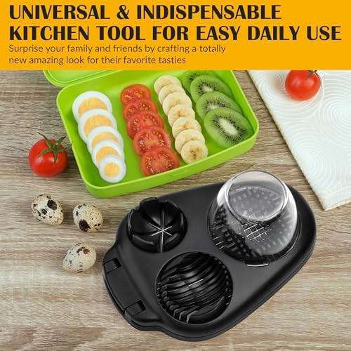 Egg Slicer for Hard Boiled Eggs - 3 Slice Modes Egg Cutter, Dicer, Chopper