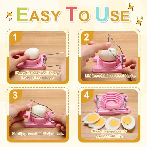 uxcell Egg Slicer for Hard Boiled Eggs, Stainless Steel Wire, Rose Red - Image 5