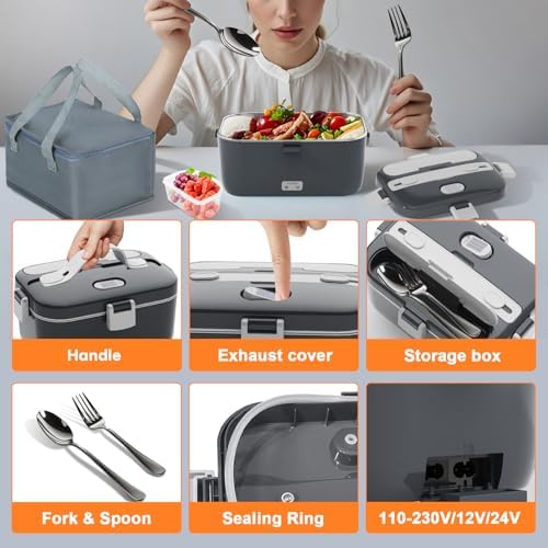 Electric Lunch Box Food Warmer, 1.8L Heated Lunch Box for Adults