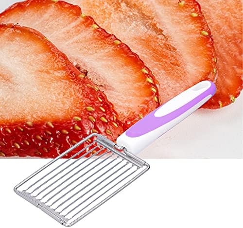 Luncheon Meat Cutter,Stainless Tomato Slicer Fruits Cutter Luncheon Meat Slicer with Handle Cheese Boiled Egg Ham Tomato Serrated Slicing Knife (Purple 2pcs) - Image 4