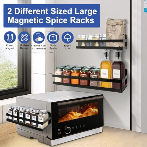 Large Magnetic Spice Rack for Refrigerator 2 Pack, Spice Organizer