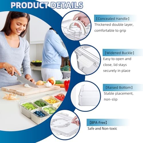 8-Compartment Snackle Box with Handle | Divided Snack Tray