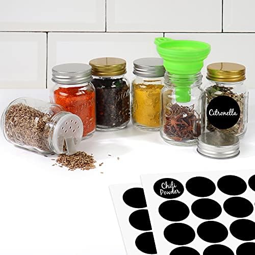 15 Pack 4oz Glass Spice Jars with Metal Caps and Shaker Lids