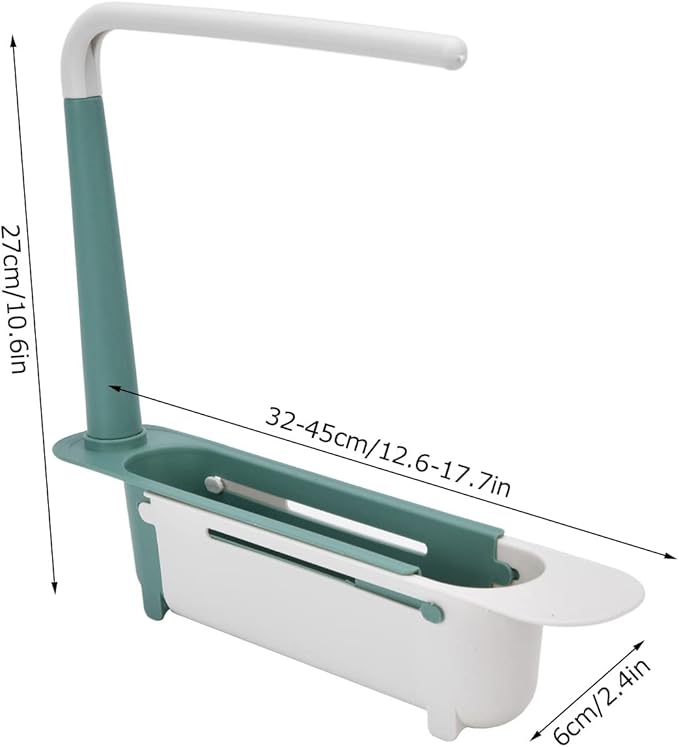 Telescopic Sink Rack, Humanized Design Telescopic Sink Storage Rack Pulling for Home for Kitchen (Green)