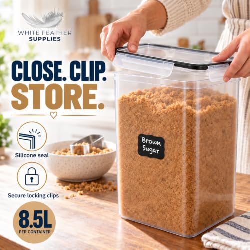 2 PC (8.5L/ 287 Oz) Extra Large Flour Sugar Storage Containers with Lids