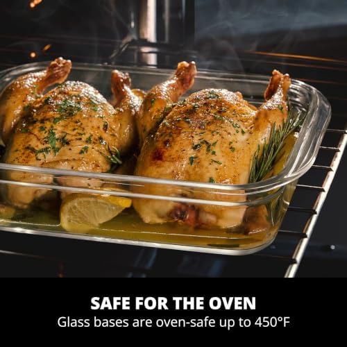 Brilliance Glass Food Storage Containers, 8 Cup, Set of 2, BPA-Free, Leak-Proof, Clear