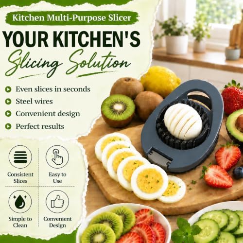 NOVANO Egg Slicer for Hard Boiled Eggs, Multi Function Stainless Steel Wire Egg Cutter, Egg Salad Maker, Fruit Slicer for Avocado, Strawberry, Kiwi Fruit - Image 5