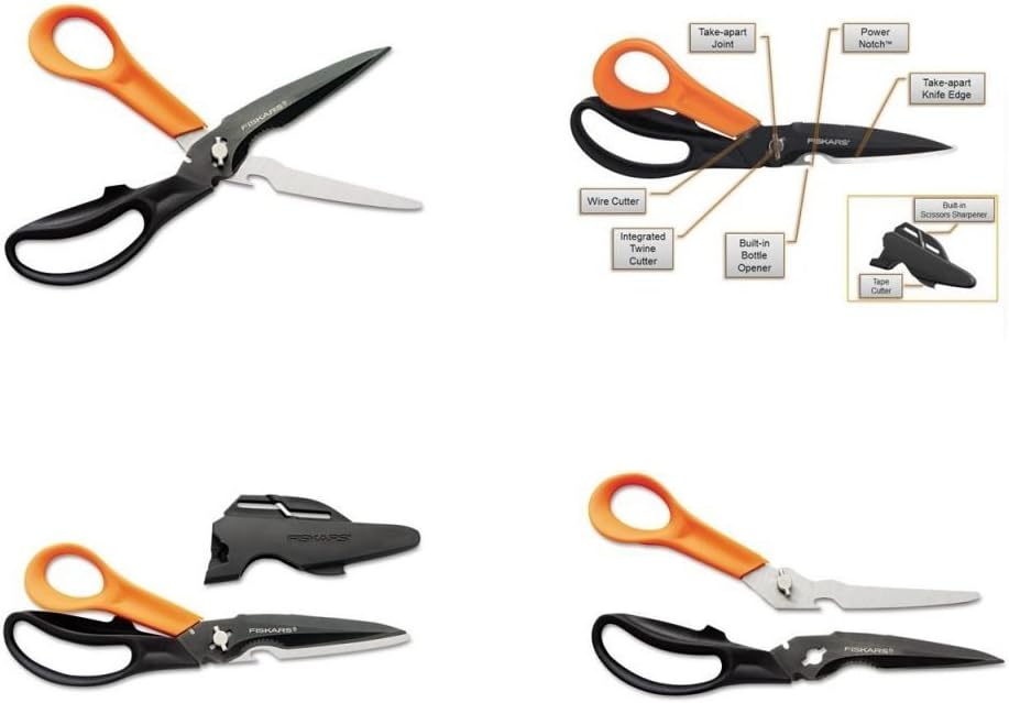 Fiskars Cuts + More Titanium All Purpose Scissors w/ Sharpener and Take Apart Knife
