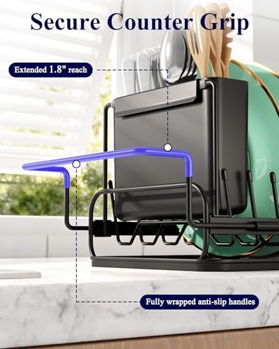 Expandable Dish Rack for Kitchen Counter, Medium, Black