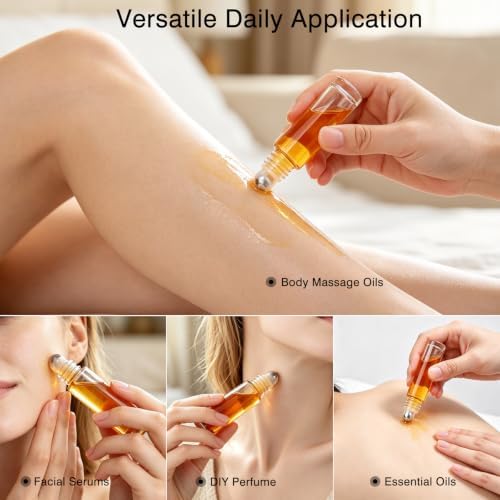 5 Pack 10ml Empty Glass Roller Bottles, Leak Resistant for Perfume - Image 2