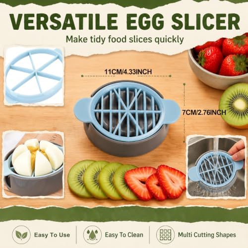 3 in 1 Egg Slicer for Hard Boiled Eggs, Multi Functional Egg Cutter with Replaceable Cutting Blades, Egg Wedger Slicer Dicer for Egg Strawberry Mushroom Soft Fruit, Gadget Tool - Image 6