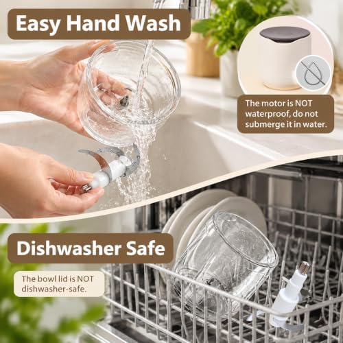 Electric Garlic Chopper Glass 600ML, Rechargeable Cordless Food Chopper - Image 4