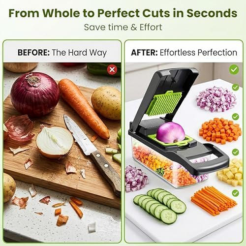 Multifunction 14 in 1 Vegetable Chopper Food Slicer Dicer with Container Manual Kitchen Cutter with Interchangeable Blades for Fruits and Vegetables - Image 3