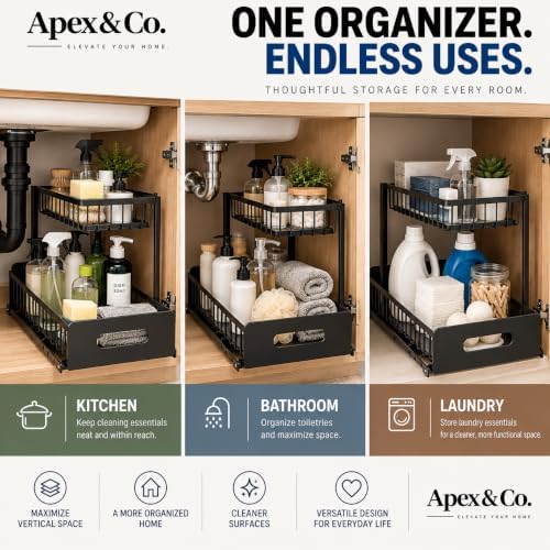 Apex & Co. 2-Tier Under Sink Organizer with Pull-Out Sliding Drawer, 1 Pack