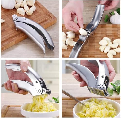 Stainless Steel Garlic Press Compatible With Kuhn Rikon Garlic Crusher - No Peeling Required Garlic Press with Ergonomic Design - Easy to Clean, Dishwasher Safe Garlic Crusher.