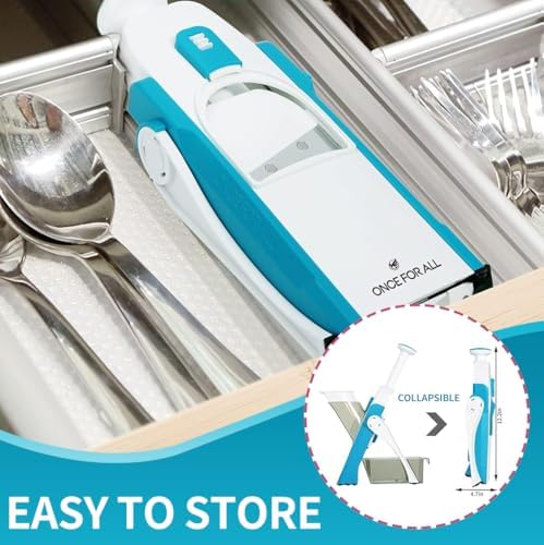ONCE FOR ALL Safe Mandoline Slicer Kitchen, All in 1 Vegetable Slicer, Blue - Image 6