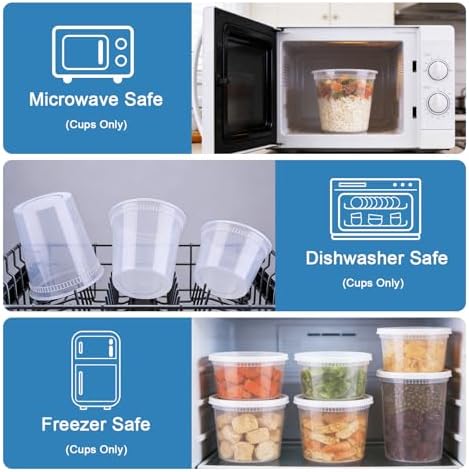 60 Sets Deli Containers With Lids, 8/16/32 Set Quart Containers