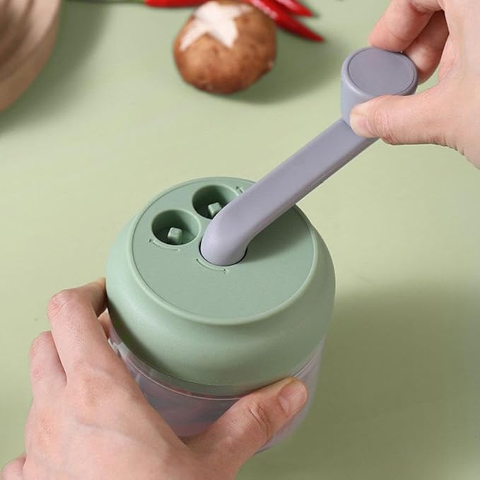 Generic Manual Food Mill Grinder & Garlic Press, Portable Hand Operated Garlic Crusher, Green