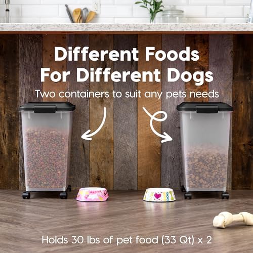Dog Food Storage Container, 2-Pack, Up to 30 lbs, Black