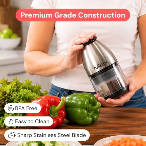Hand Chopper, Manual Vegetable & Onion Chopper, 1 Cup Container