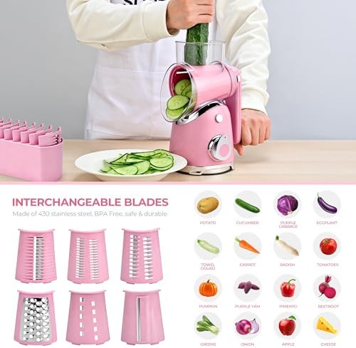 SUSTEAS Rotary Cheese Grater Hand Crank, Kitchen Shredder Vegetable Slicer - Image 4