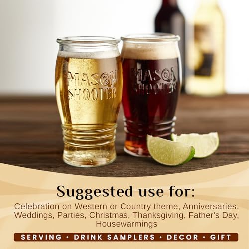 5 oz Mason Jar Pilsner Beer Glasses (6 Pack) Flight Glass Set, Beer Tasting