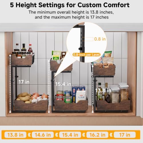 Pull Out Cabinet Shelf 2 Tier Metal Under Sink Organier