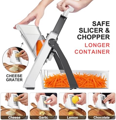 QYKIC Mandoline Slicer for Kitchen, Adjustable 0.1-8mm (S4 Gray) - Image 3