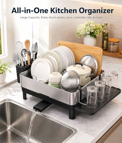 Dish Drying Rack for Kitchen Counter, 17 Inch, Stainless Steel