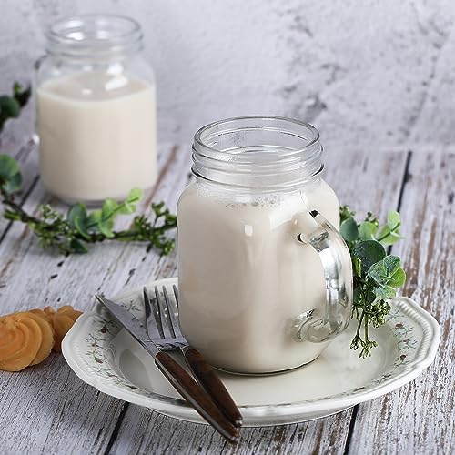 6 Pcs 12 oz Mason Jar Glasses with Handle No Lids Cups for Beverages