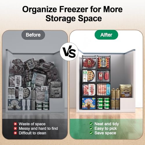 Freezer Organizer Bins, 4 Pack Big Baskets for 5/ 7 Cu.FT Deep Freezer