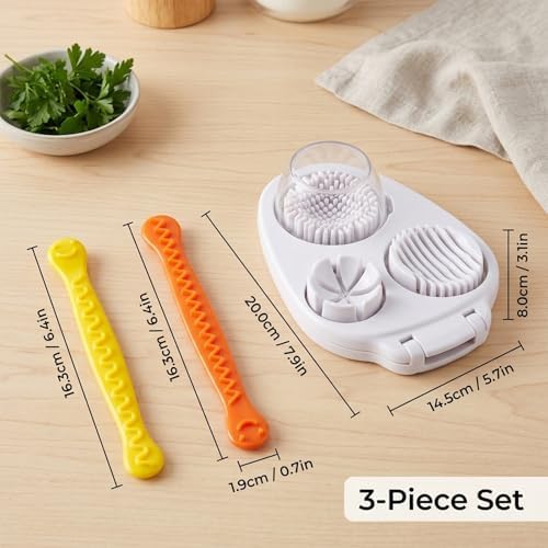 3 In 1 Egg Slicer For Hard Boiled Eggs, Multipurpose Cheese Cutter and Butter Cutter with Cleaning Brush, 3 Slice Modes Egg Cutter, Dishwasher Safe Kitchen Slicer for Mushroom, Cherry (White) - Image 2