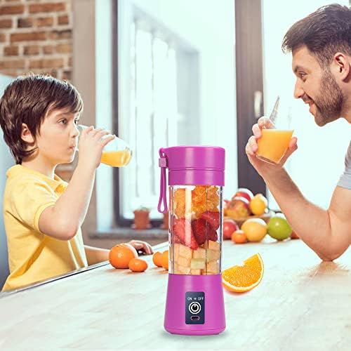 Portable Blender Cup,Electric USB Juicer Blender, for Shakes and Smoothies, Juice,380ml, Six Blades Great for Mixing,Purple - Image 6