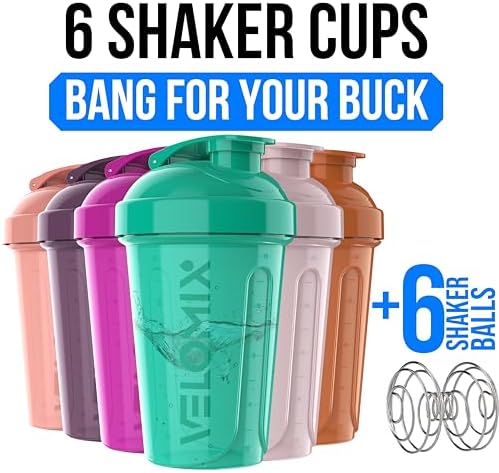 VELOMIX 6 Pack 20oz Shaker Cups for Protein Shakes, Rose Garden - Image 2