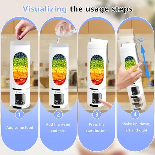 EASYSPEED Portable Blender Electric USB-C, 500ML Personal Juicer for Shakes, 12 Blades, 1500mAh Rechargeable, BPA Free, 18oz Small Blender with Leakproof Lid & Sip Spout, Mixing, Compact - Image 4