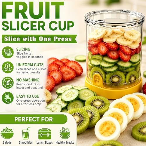 Hendiy 2-in-1 Fruit Slicer Cup, Stainless Steel - Image 2