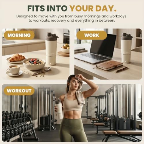 Insulated Stainless Steel Shaker Bottle, Protein Shaker with Storage Cup & Built-In Whisk, 15 oz Bottle + 5 oz Storage - Image 6